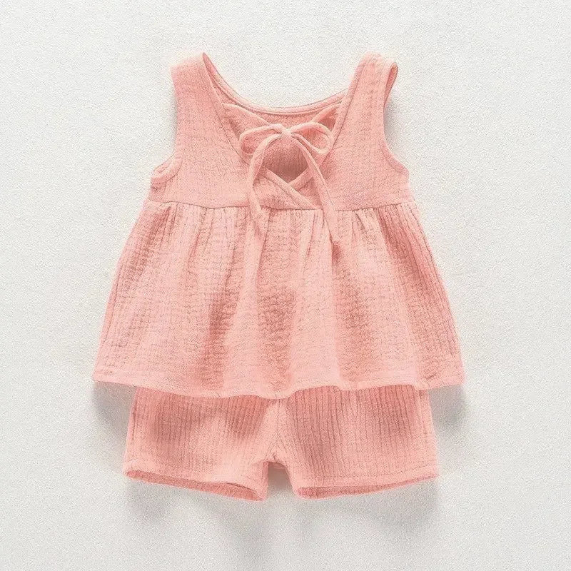Baby Girls Sleeveless Vest Dress Shorts