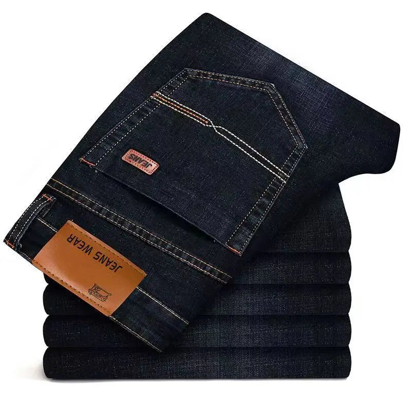 Men's fashion straight leg jeans 2025 new slim fit pants comfortable and soft business denim pants men's brand clothing
