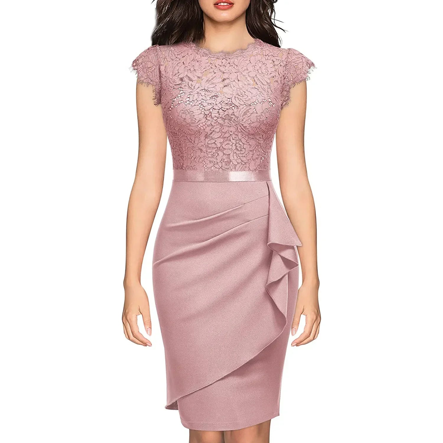 Women's Elegant Lace Evening Wedding Party Dress