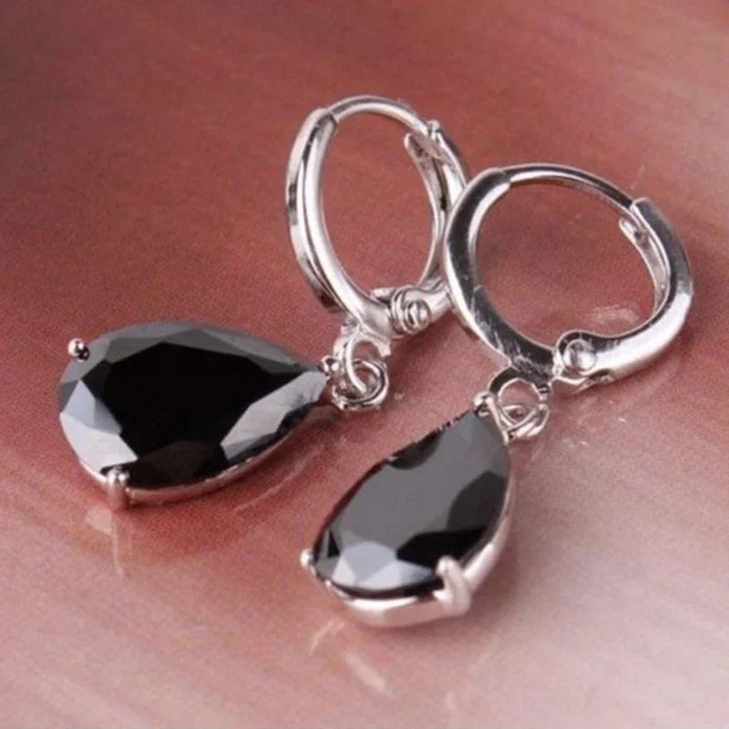 Fashion Water Drop Black Stone Earrings For Women