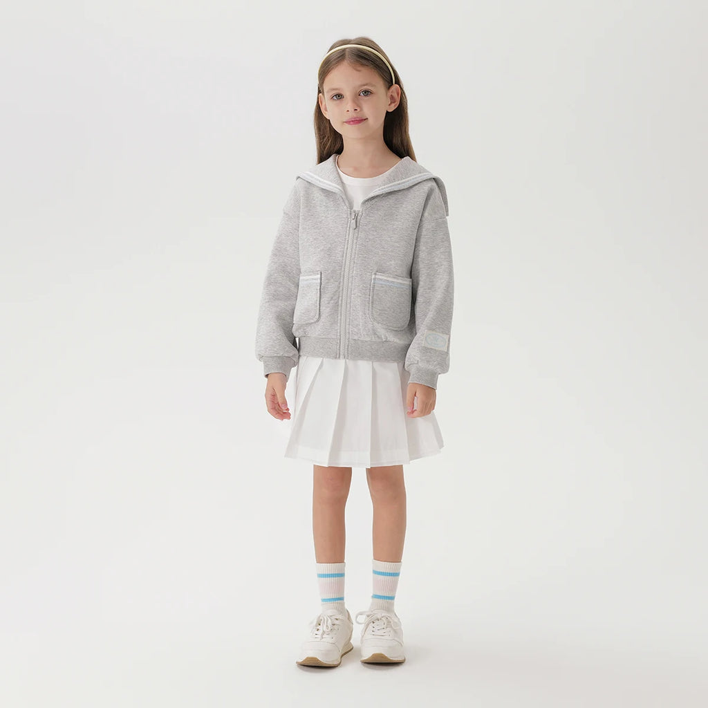 Girls Preppy Style Navy Lapel Jacket