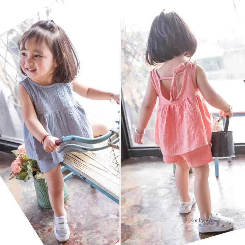 Baby Girls Sleeveless Vest Dress Shorts