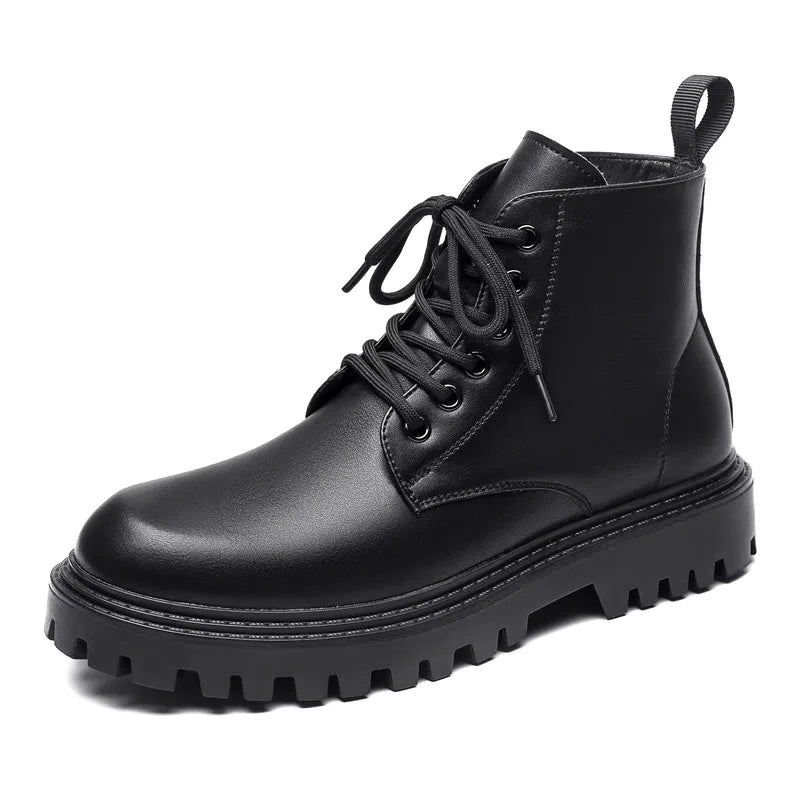 Black Men's Casual Leather Boots