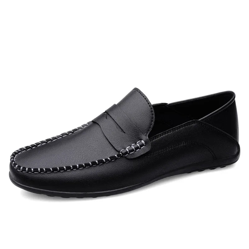 Summer new men's casual leather shoes spot 2024 cross-border large size trend fashion soft bean shoes low-top men's shoes