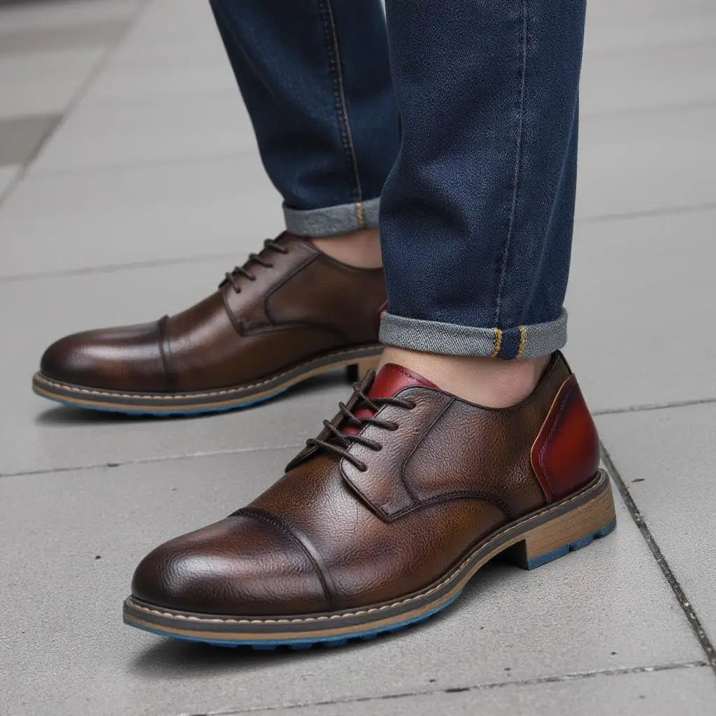 2025 New Casual shoes Retro Men's Derby Shoes Men Fashion Leather Shoes