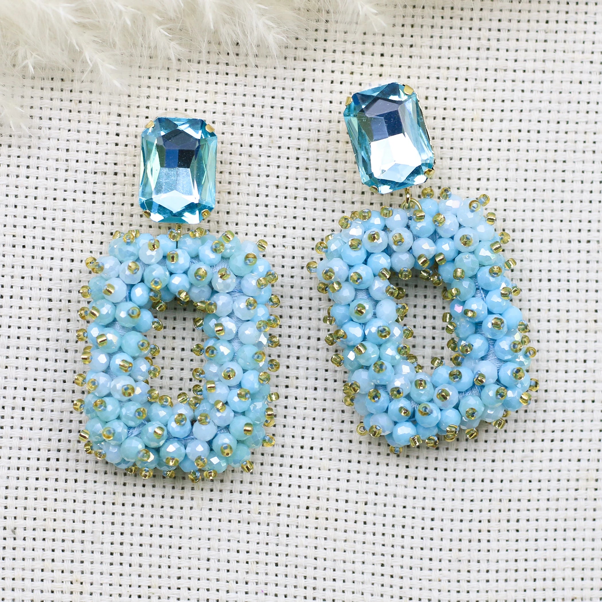 Square Crystal Drop Earrings for Women