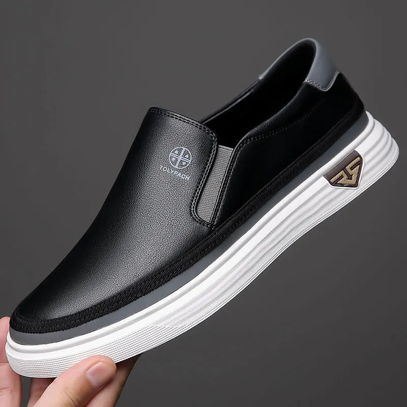 Men's handmade leather shoes luxury casual shoes white men's loafers office formal flat shoes outdoor men's sliding shoes