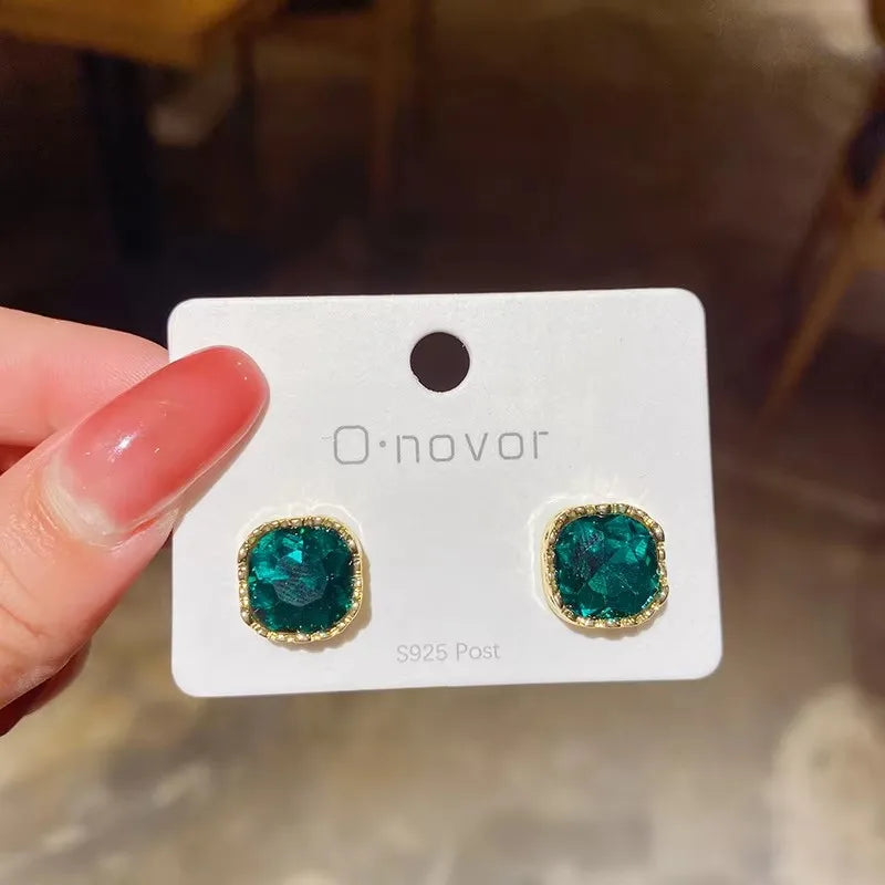 Green Color Crystal Dangle Earrings for Women