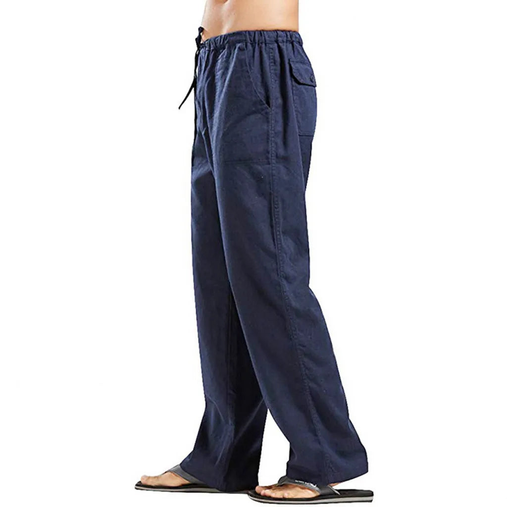 Men's Cotton Linen Pants Loose Cool Casual Long Pants