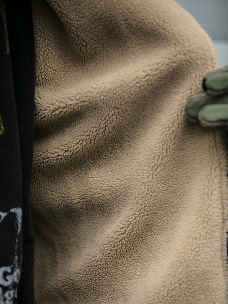 Japanese Vintage Polar Fleece Jacket Men Winter High Quality Thick Jacket Korean Streetwear Loose Couple Trendy Warm Coat Male