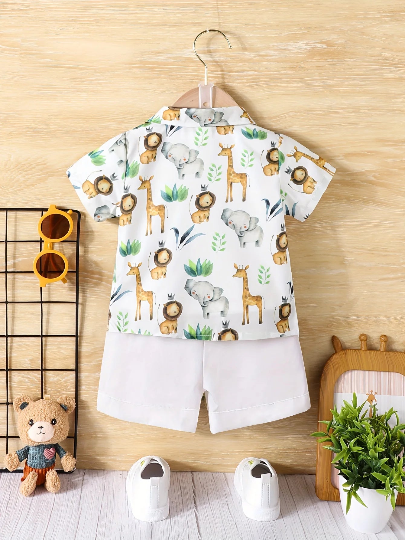 Baby Boy Casual Small Animal Print Short Sleeve Shorts