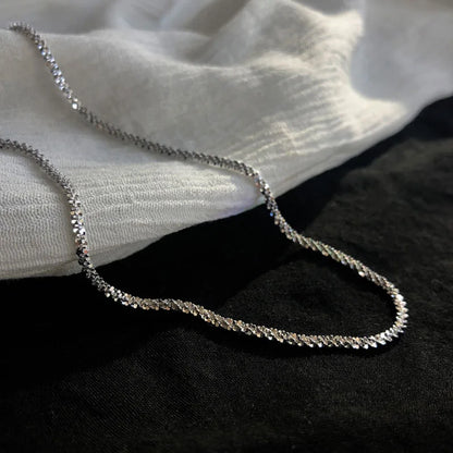 Popular Silver Colour Sparkling Chain Choker Necklace For Women