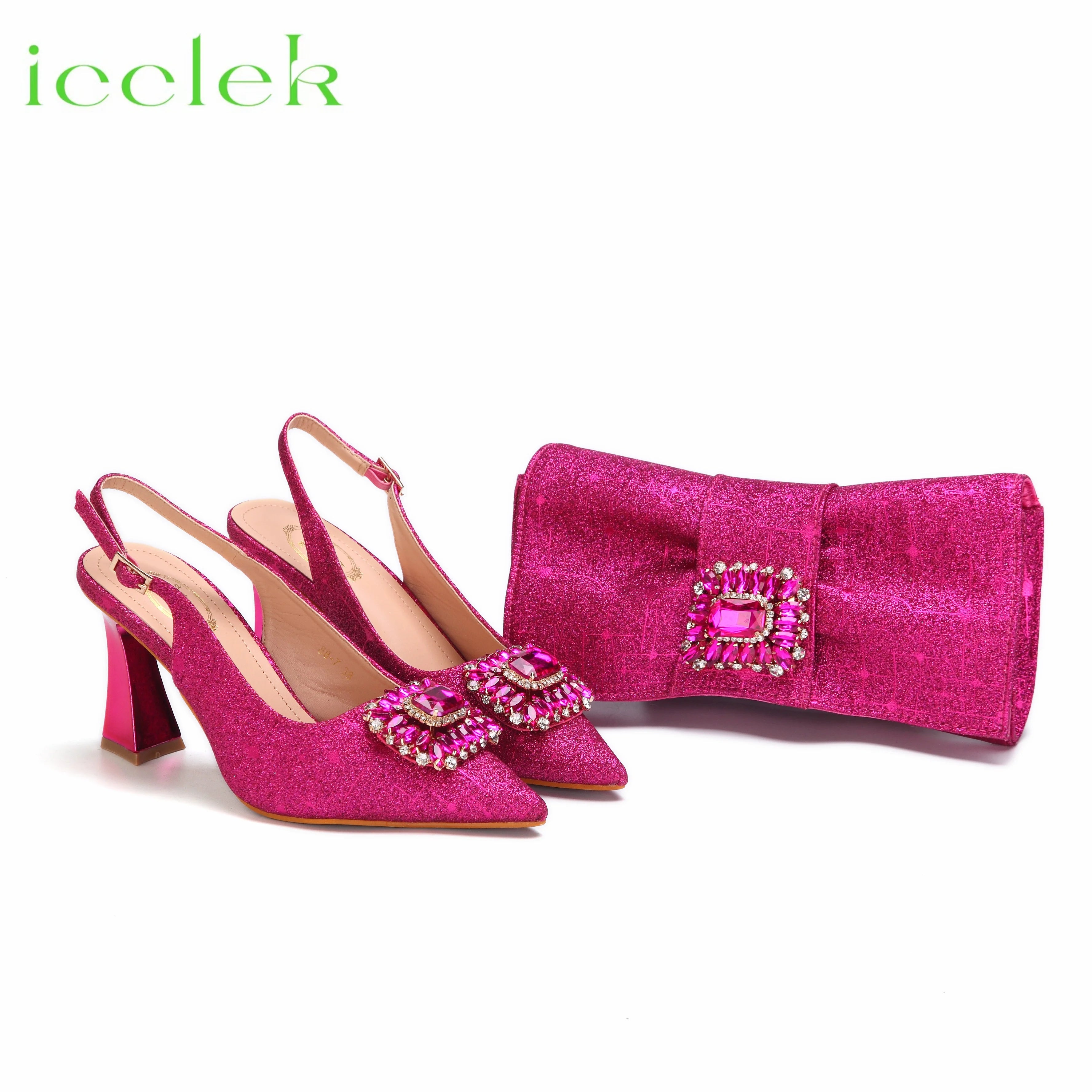 Pointed Toe Women Sandals Shoes Matching Bag Set For Ladies