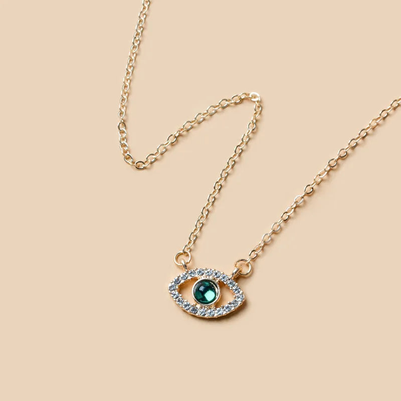 Lucky Double Layer Palm Evil Eyes Pendant Necklace for Women