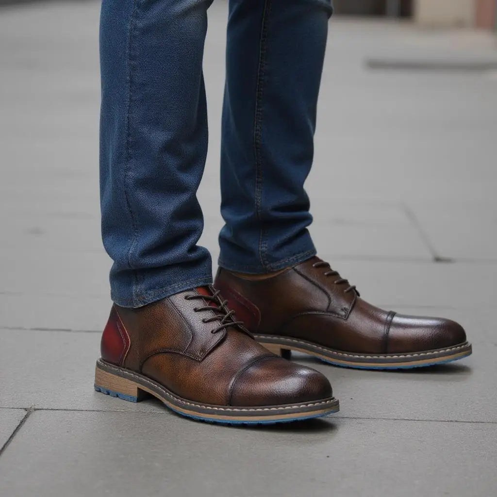 2025 New Casual shoes Retro Men's Derby Shoes Men Fashion Leather Shoes