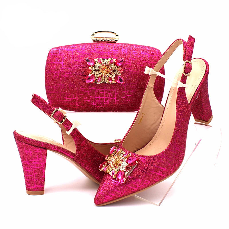 Fuchsia Color Italian Classics Design African Women Shoes