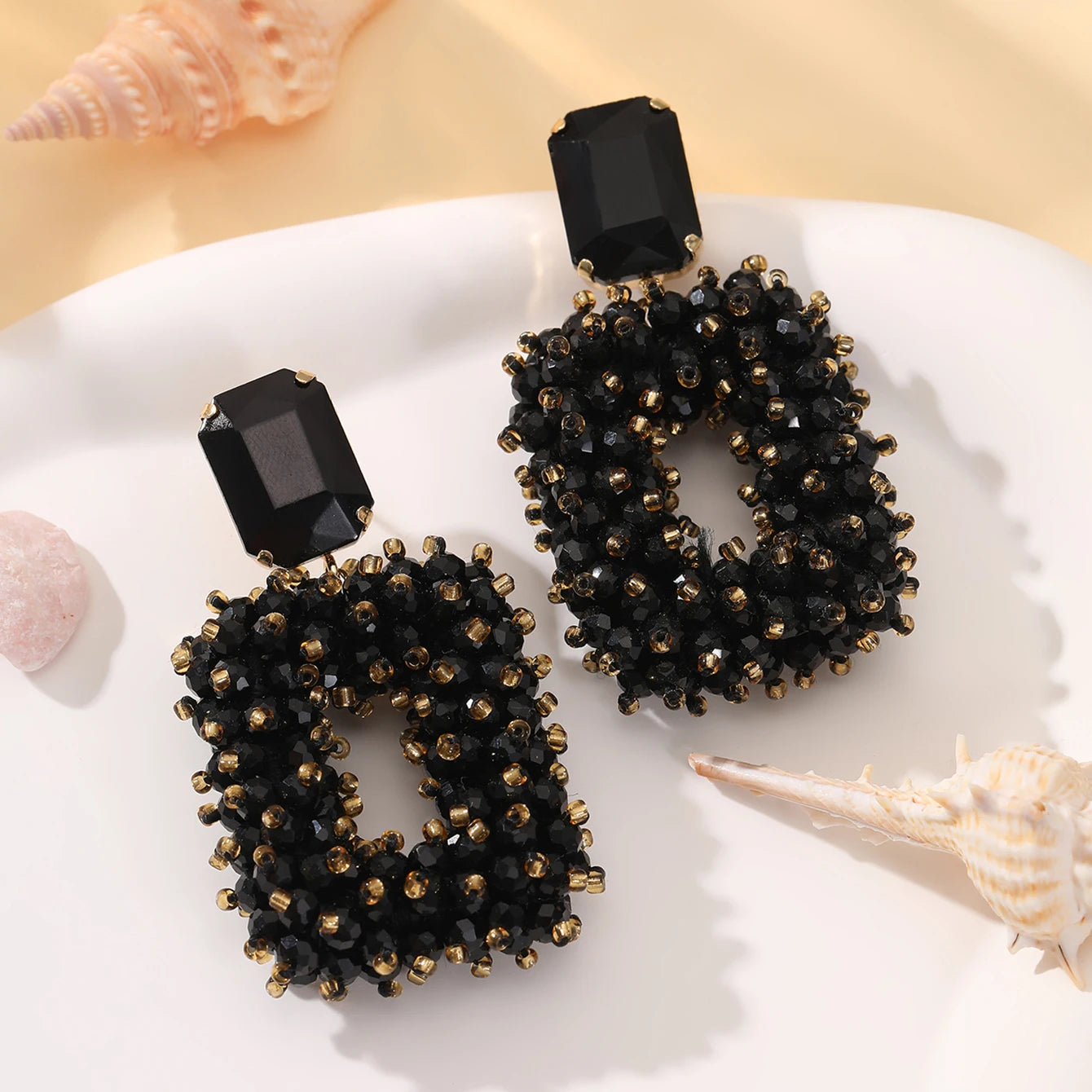 Square Crystal Drop Earrings for Women