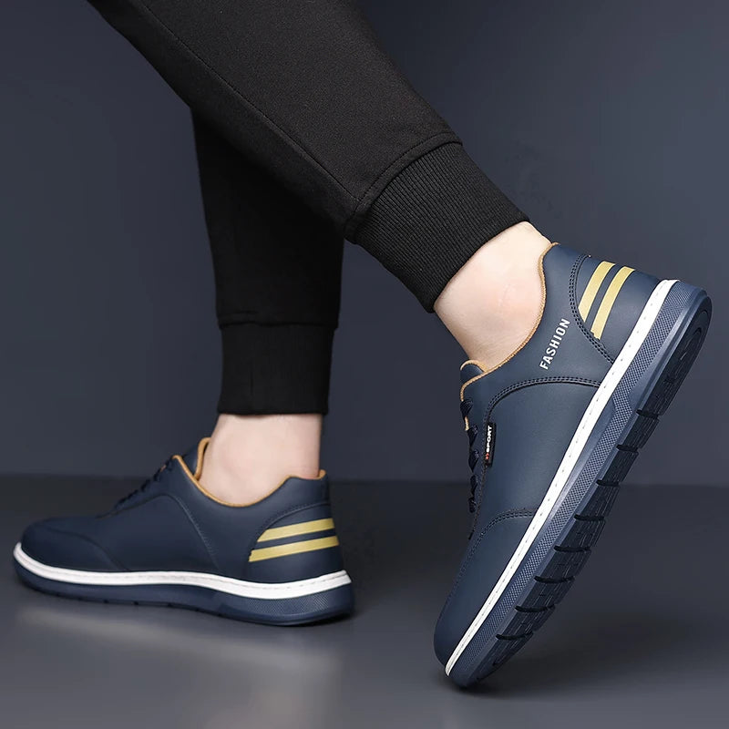 New Fashionable Solid-Color Men's Lace - Up Casual Shoes Outdoor Anti - Slip Flat Shoe Lightweight and Comfortable Walking Shoes