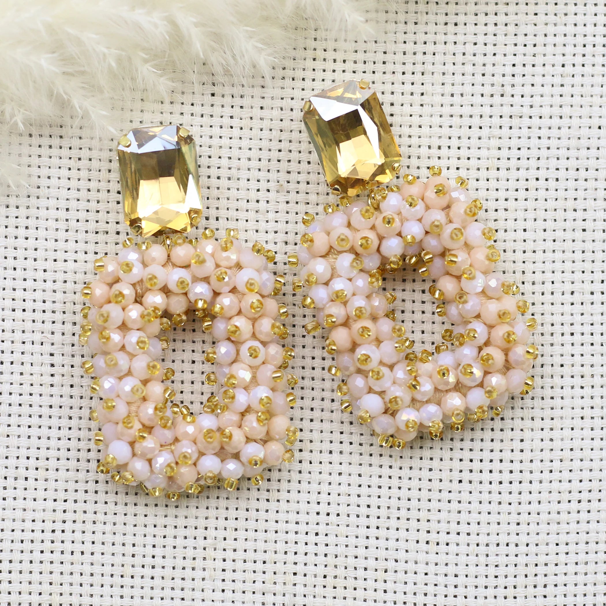 Square Crystal Drop Earrings for Women