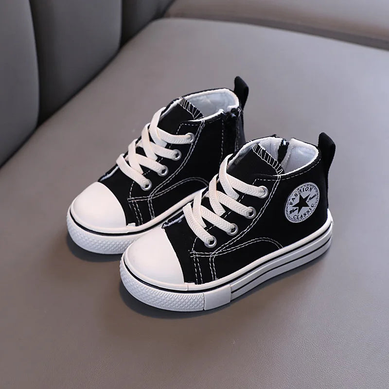 Children's Mid-Top Canvas Shoes Soft Bottom Comfortable Casual Children's Shoes Boys and Girls Non-slip Breathable Board Shoes