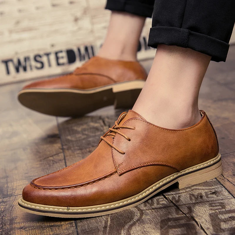 Autumn business casual leather Derby shoes soft soled British formal dress pointed wedding groom leather shoes man