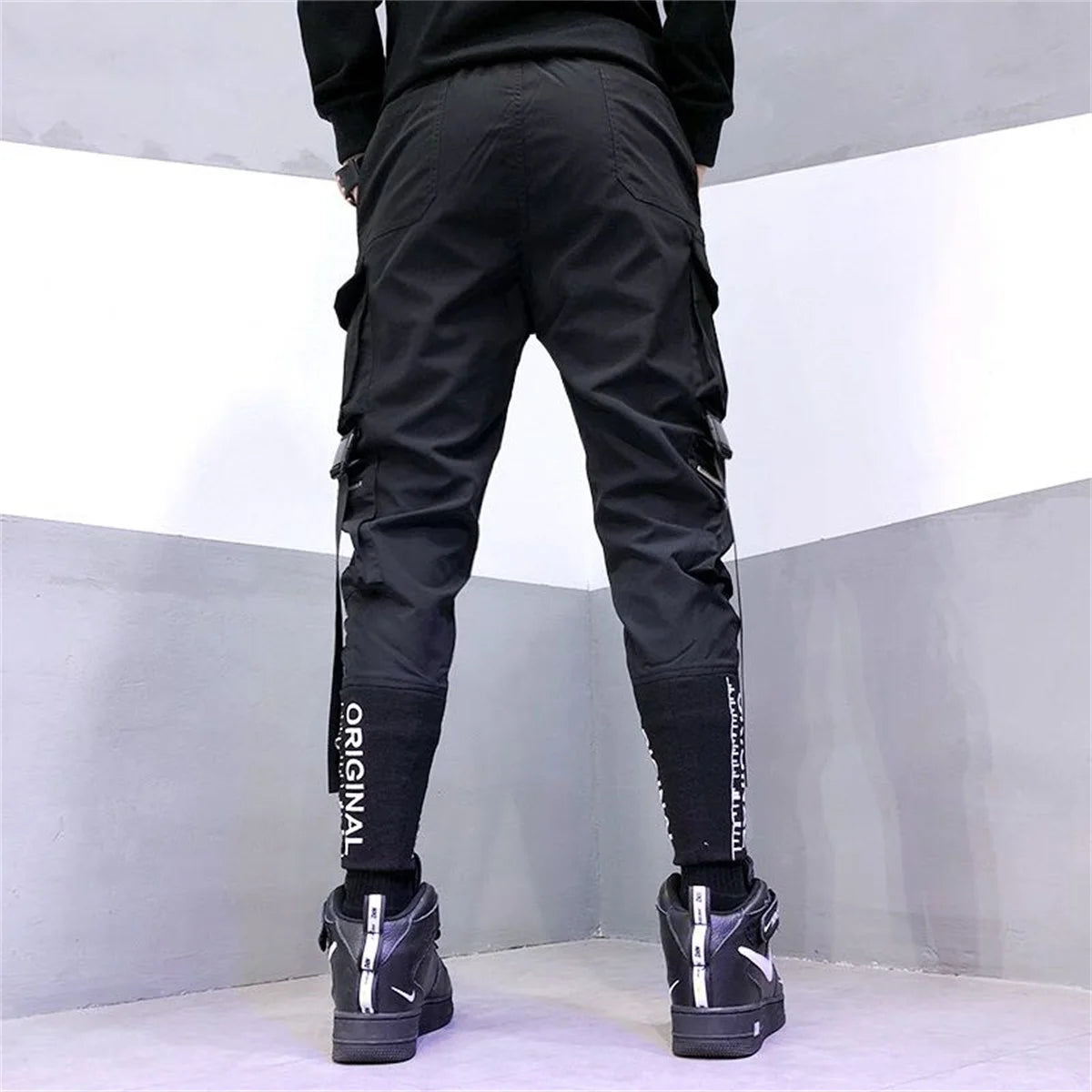 Black Cargo Pants Women Joggers High Waist Loose