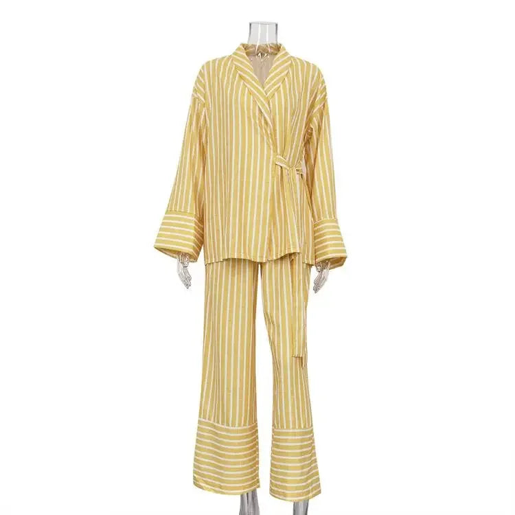 Women's Striped Lace Up Pants