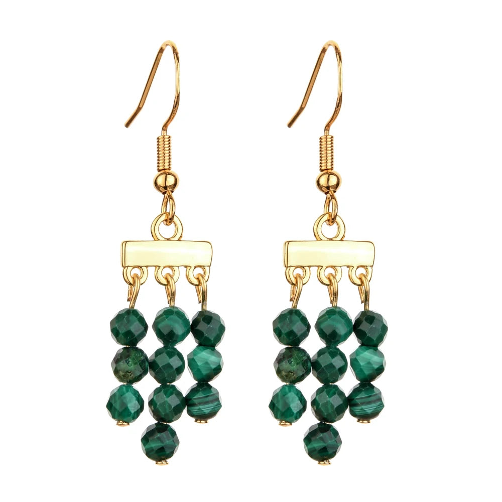 Natural Stone 3 Layer Drop Dangle Earrings for Women