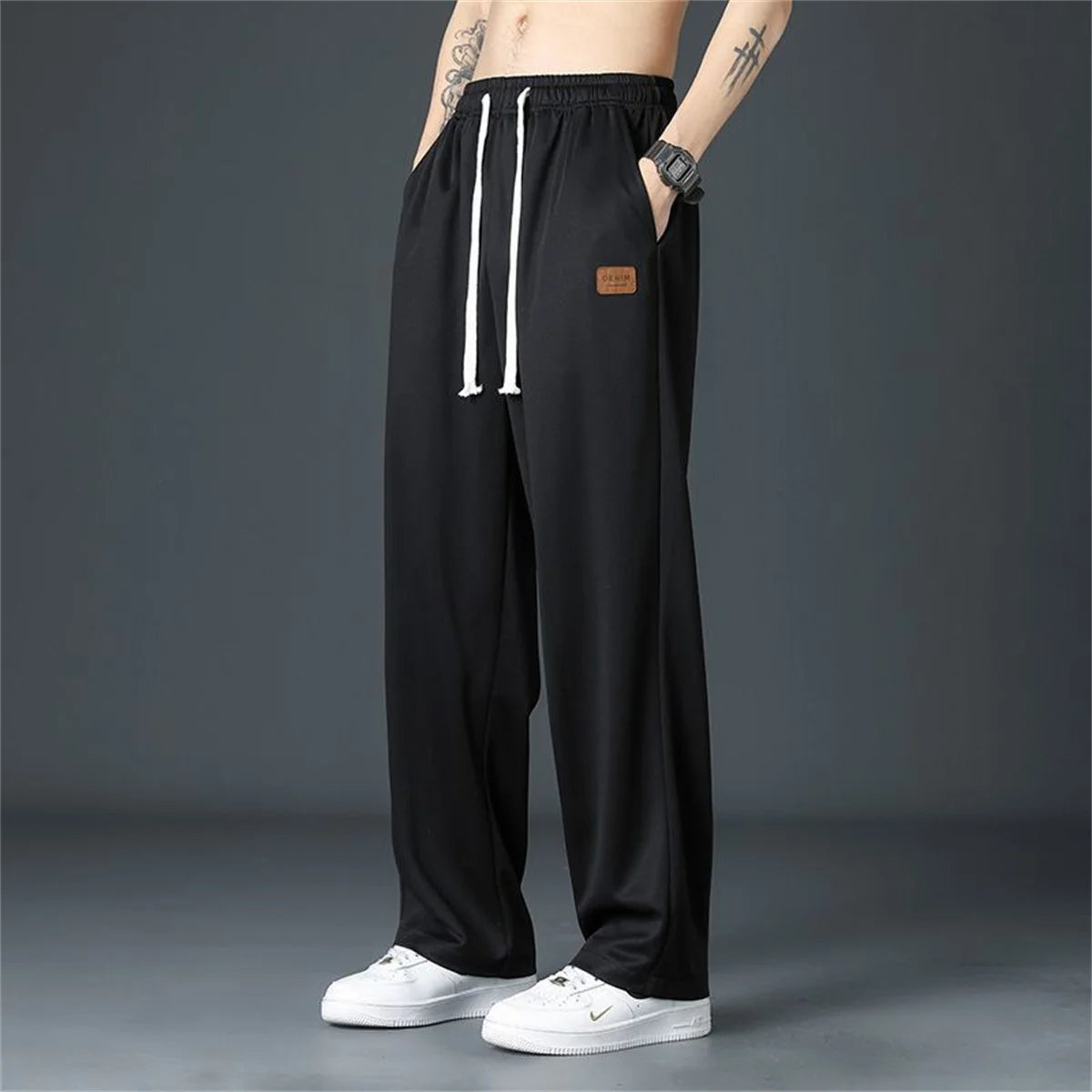 Black Straight Pants for Men's Wide Leg Pants