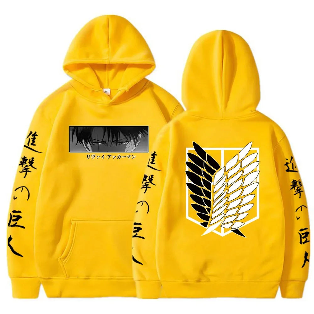 Hot Anime Attack on Titan Hoodies Levi Shingeki No Kyojin Print Hooded Men Women Clothes Plus Size Sweatshirt Harajuku Pullover