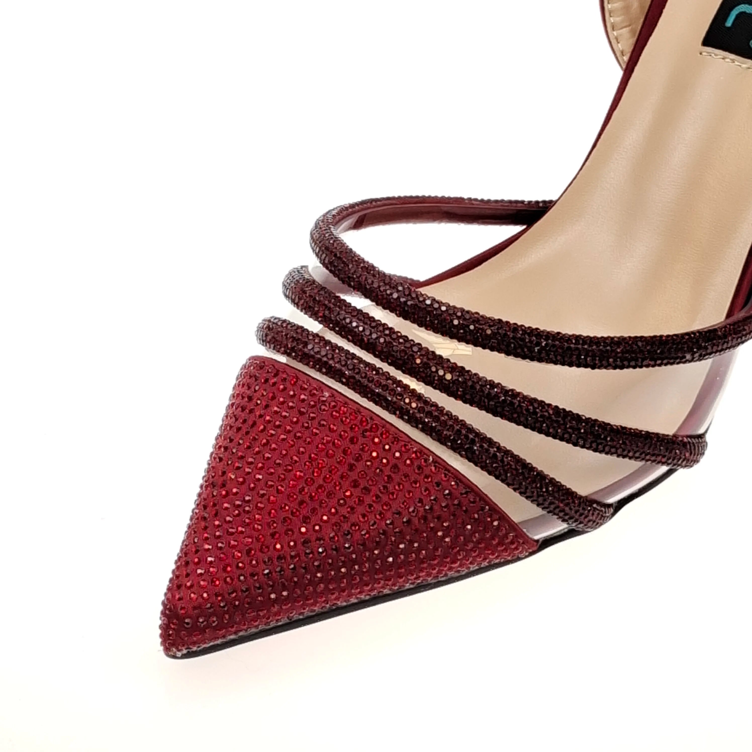 Women's Fashion Crystal Square Button Pointed High Heels