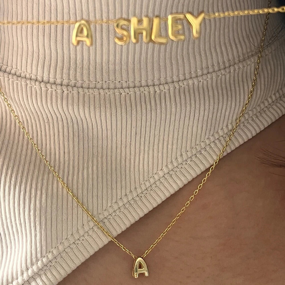 Dainty Mini Bubble Letter Necklace for Women