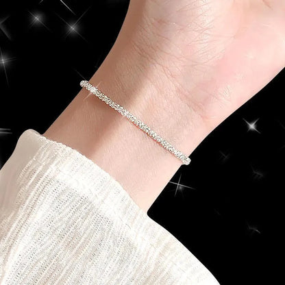 Popular Silver Colour Sparkling Chain Choker Necklace For Women