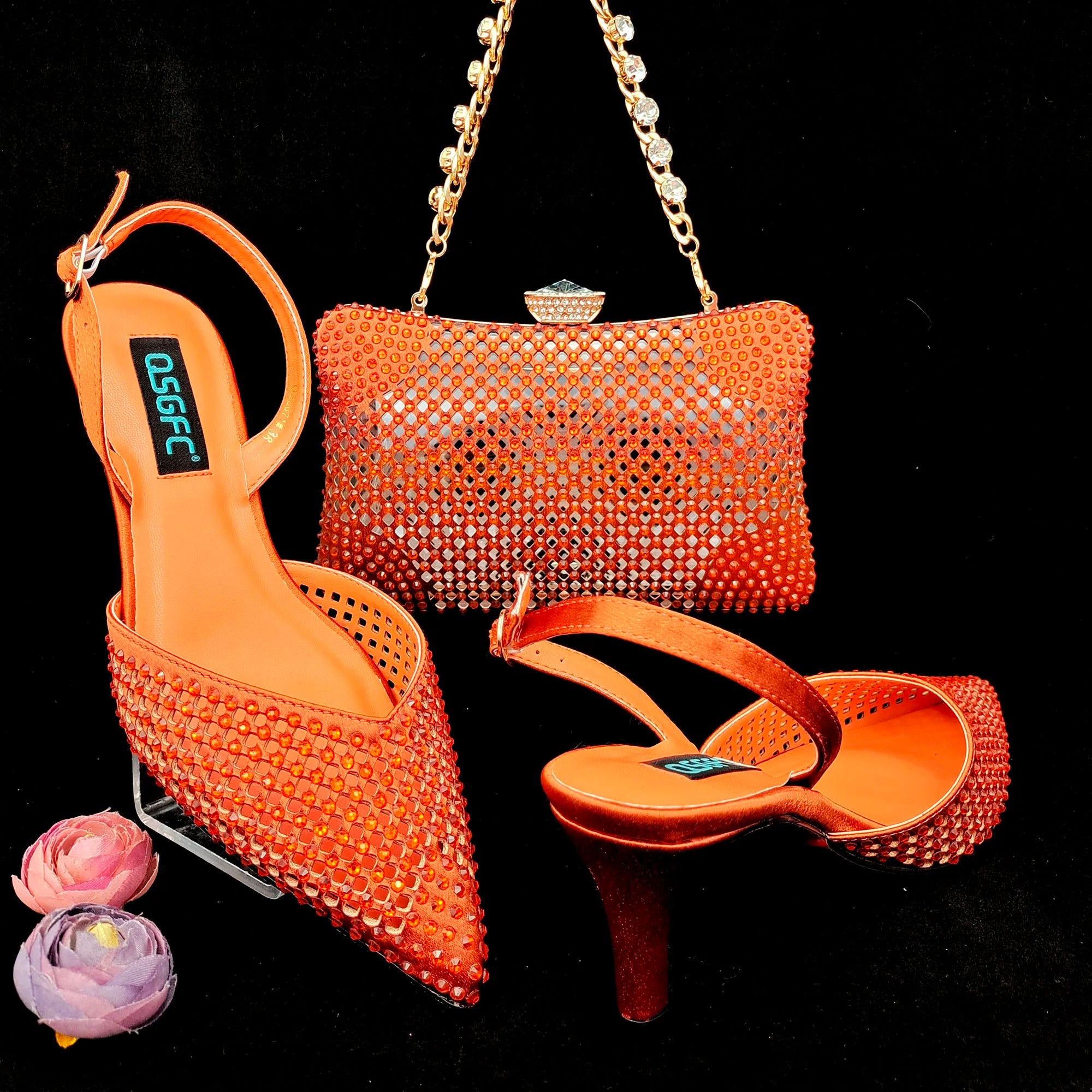 Bag And Comfortable Mid-heel Hollow Pointed Shoes Are Suitable For parties