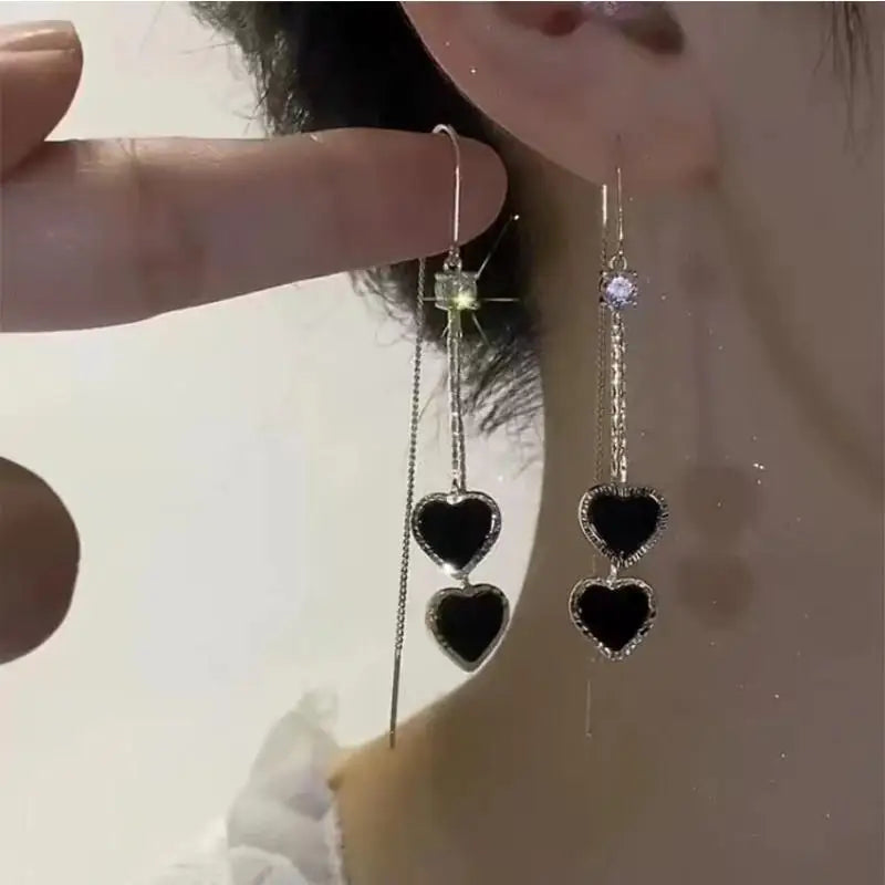 Exquisite Blue Heart Shaped Zircon Earrings for Women