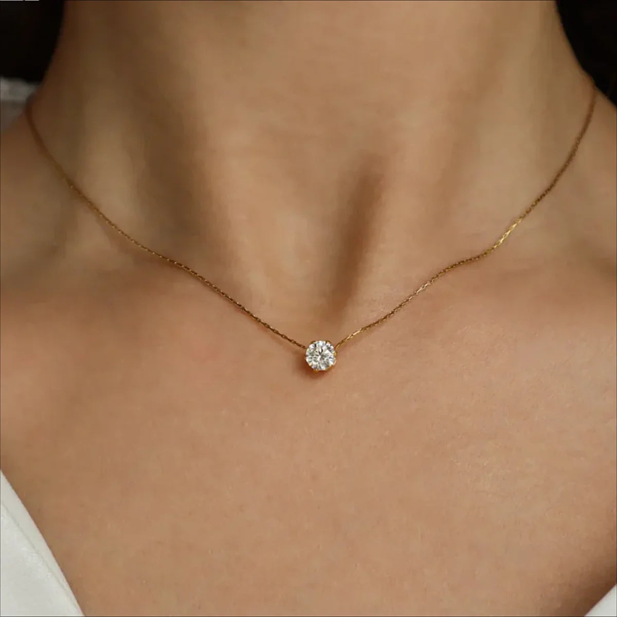Gold Plated Stainless Steel Dainty Minimalist Zircon Charm Anti Tarnish Chain