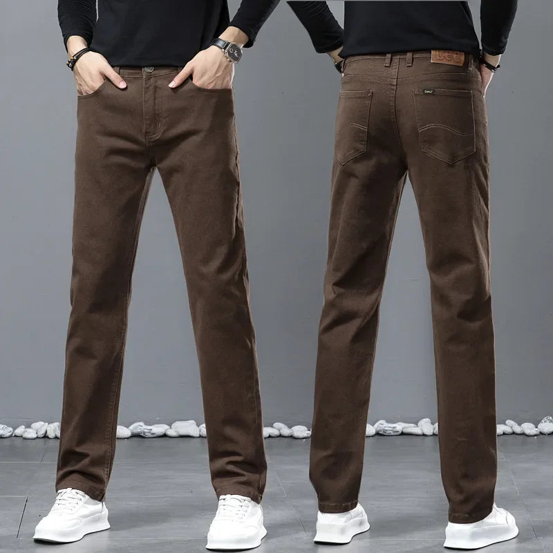 2024 Autumn/Winter New Men's Jeans Business Loose-Fit Straight-Leg High-Waist Cotton Casual Trendy Pants