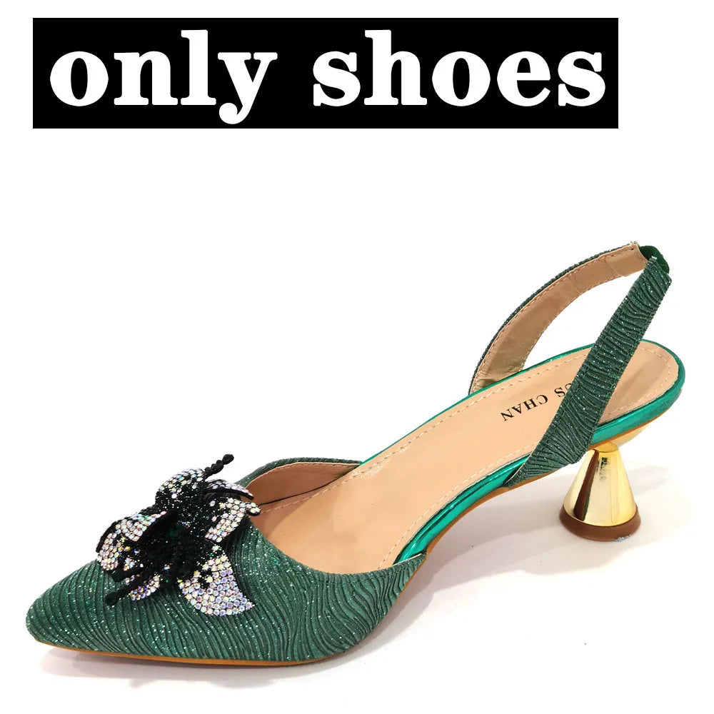 Pointed Rhinestone Stiletto High Heels Royal Pink Shoes And Bags Women