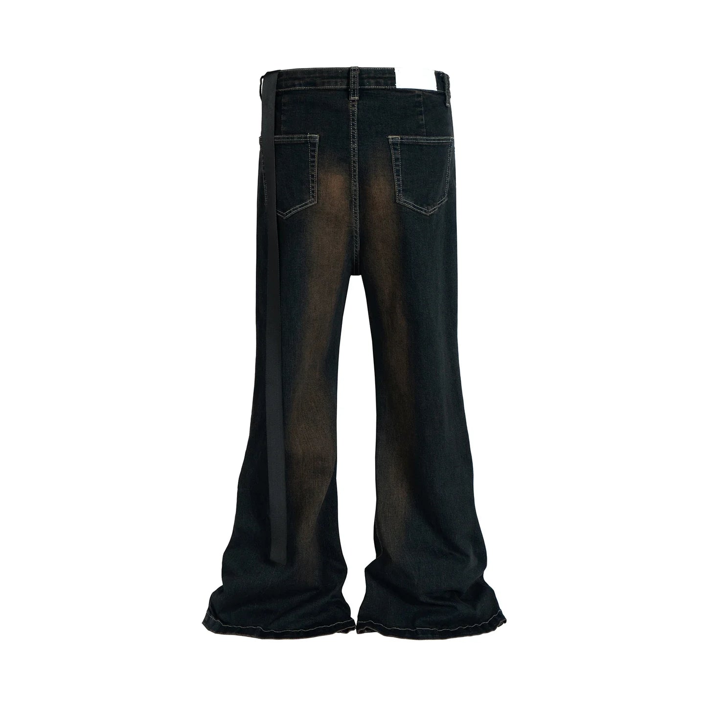 Washed Micro Flared Jeans for Men Straight Casual Baggy Denim Trousers