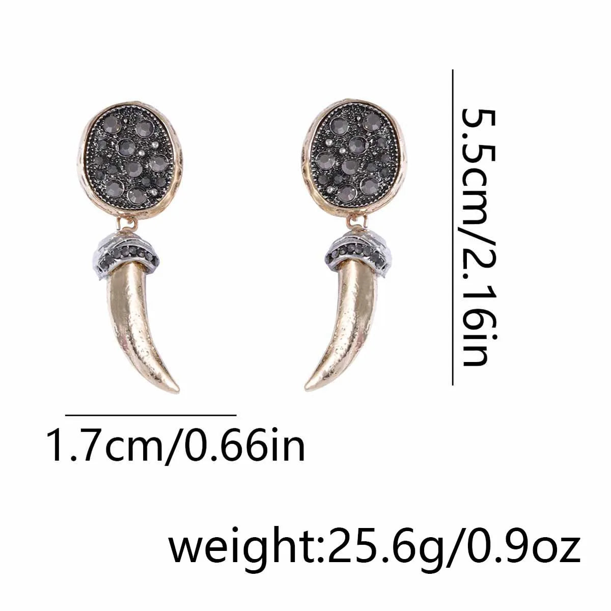Vintage Women Jewelry Metal Horn Dangle Earrings