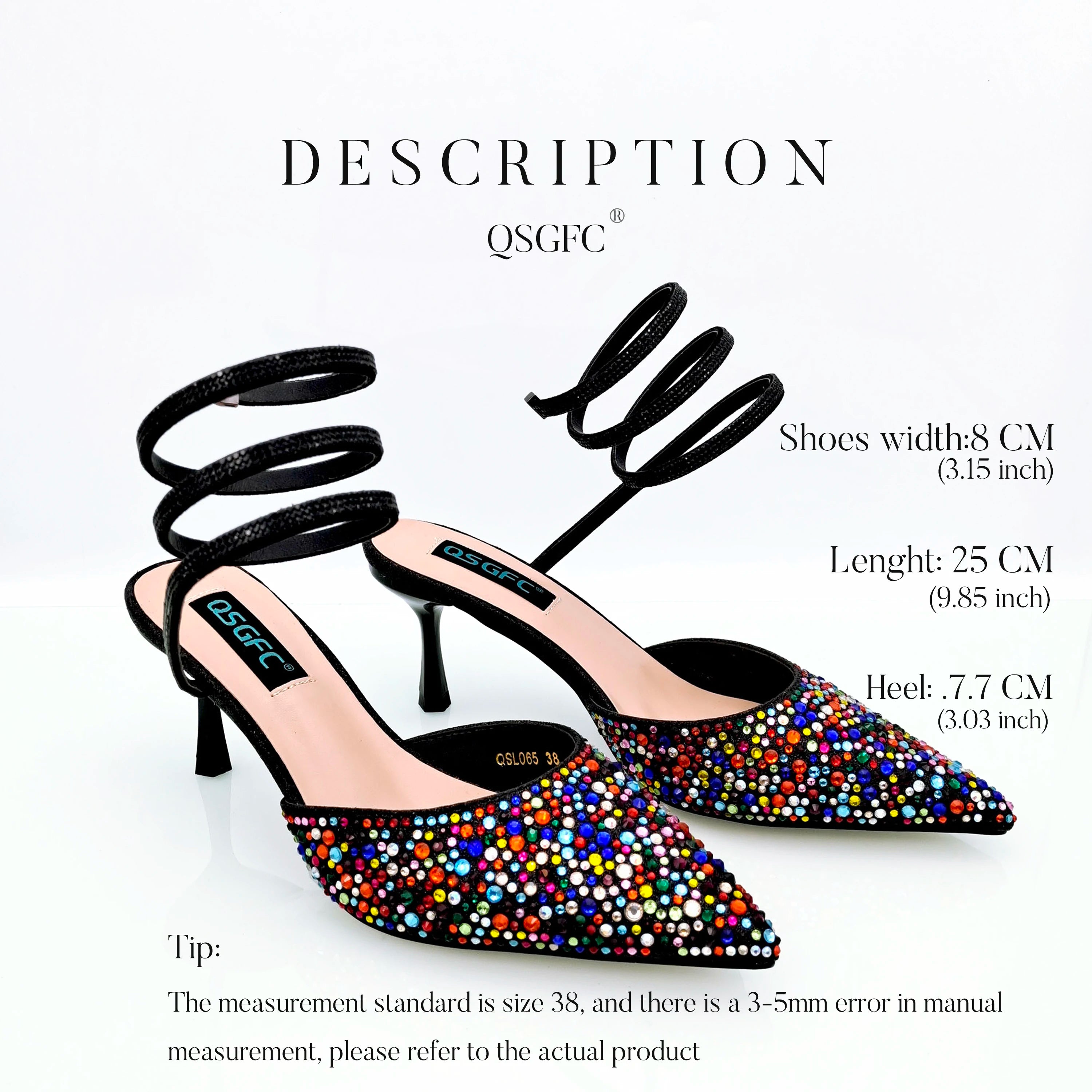 Shoes And Bag Full Diamond Women's Pointed Toe High Heels