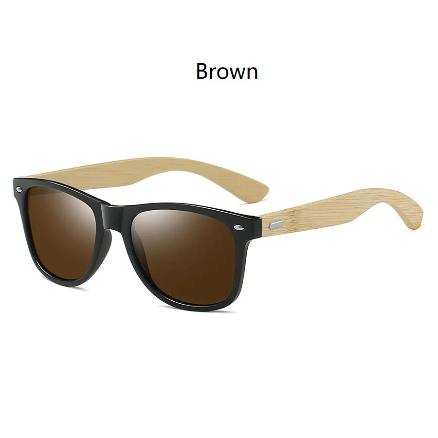 Fashion Bamboo Wood Vintage Square Sunglasses Men Women Luxury Brand Designer Sun Glasses Wooden Driving Fishing Eyewear