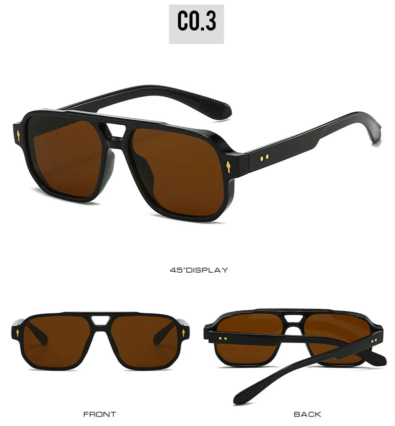 Fashion Square Sunglasses Women Men Driving Rivets Arrow Decoration Casual Travel Suitable for All Sun Glasses Uv400