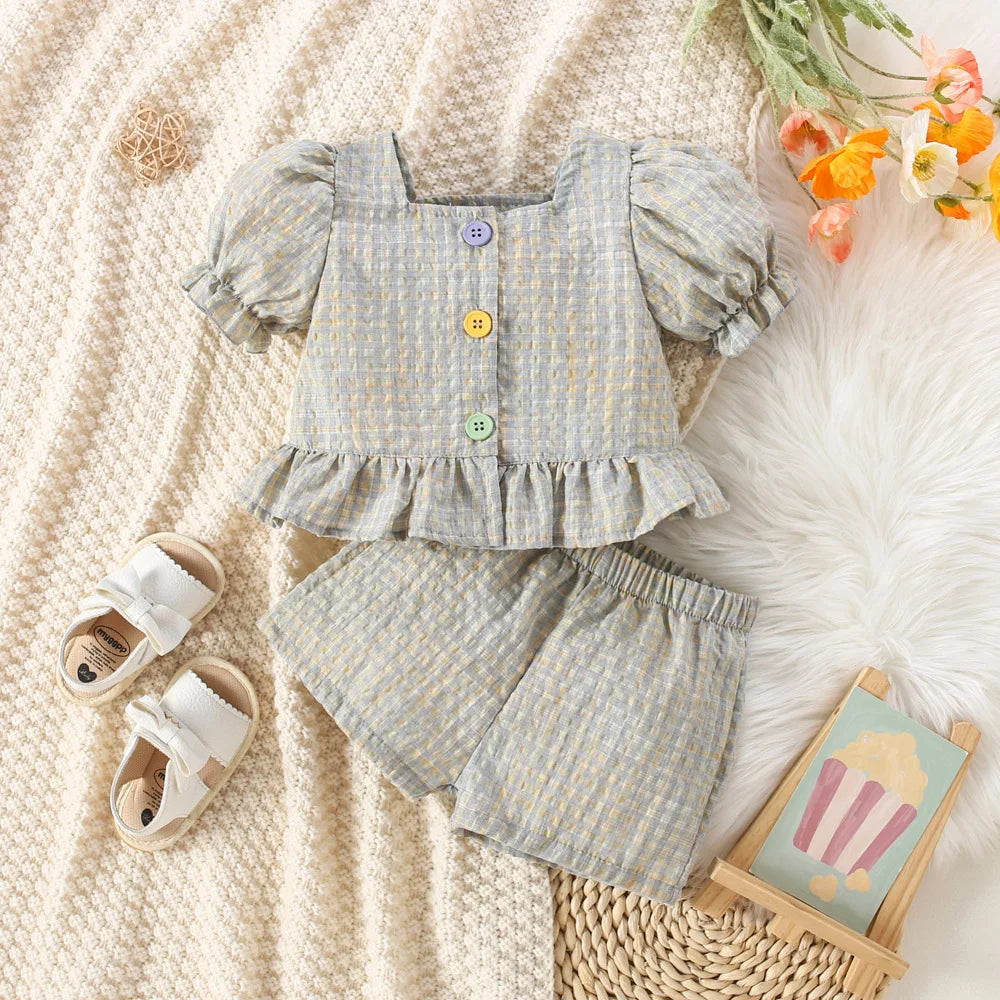 Baby Girl Bubble Sleeve Top And Shorts