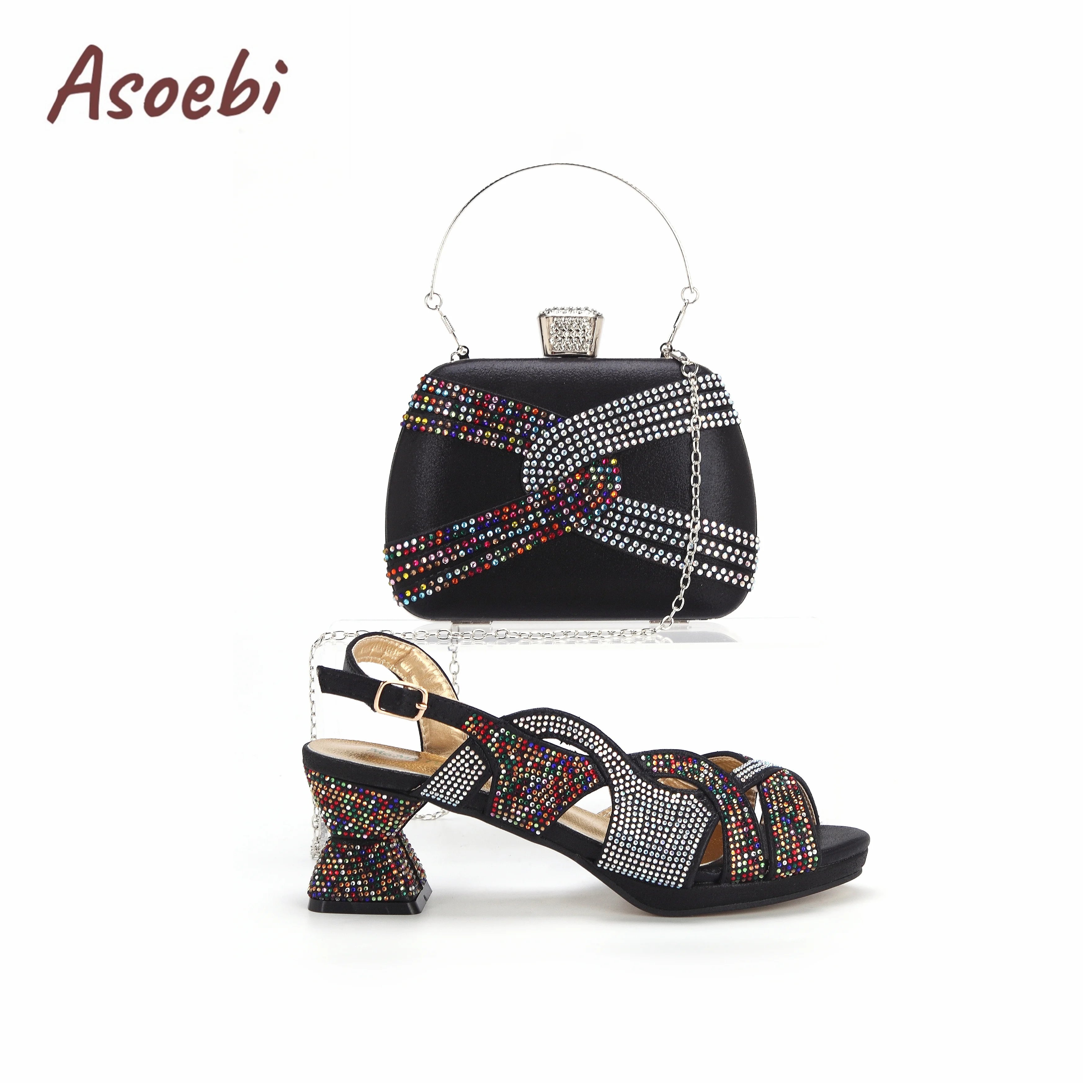 Purple Color Peep Toe Ladies Shoes Matching Bag Set