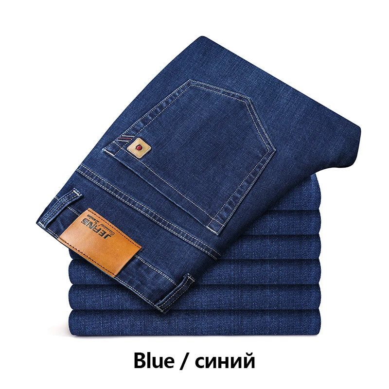 Cotton Men's Jeans Denim Pants Brand Classic Clothes Overalls Straight Trousers for Men Black Oversize Large Size 35 40 42 44 46