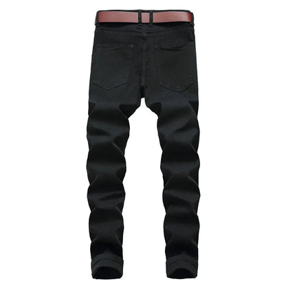 Men's White Jeans Fashion Hip Hop Ripped Skinny Men Denim Trousers
