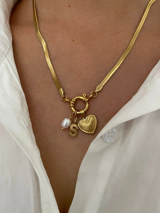 Tarnish Fashion Unusual Jewelry Freshwater Pearl Heart Pendant Necklace