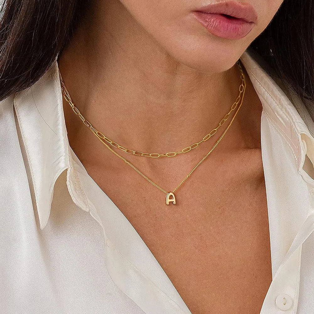 Dainty Mini Bubble Letter Necklace for Women