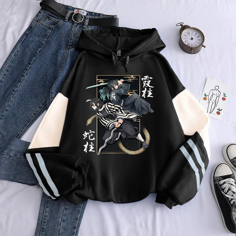 Anime Demon Slayer Iguro Obanai And Tokitou Muichirou Print Hoodies